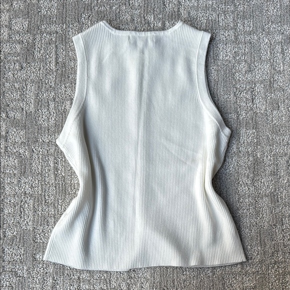 C/MEO Collective White Ribbed Button-Front Tank Top - Picture 3 of 3